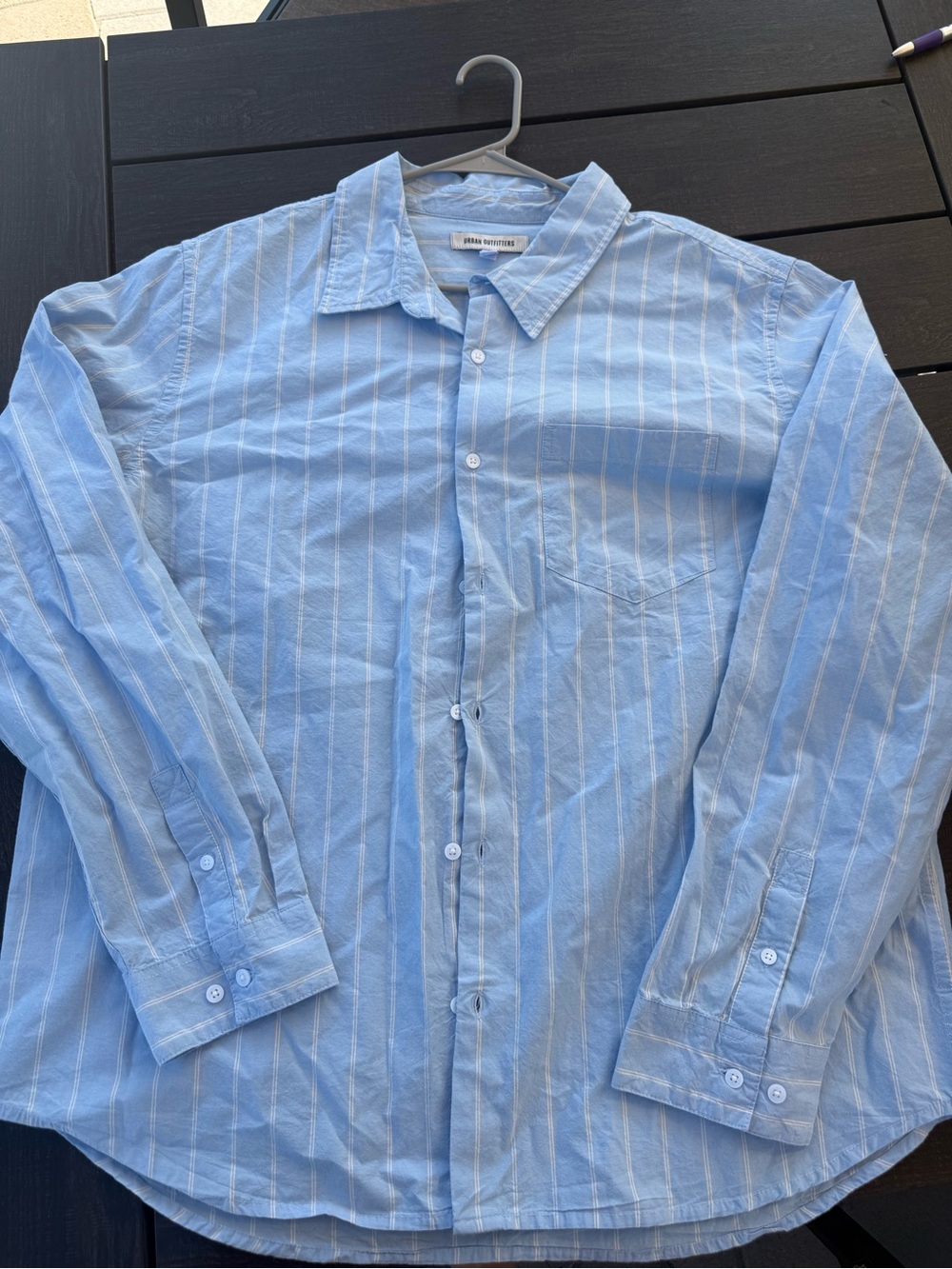 Urban Outfitters Menās XL Blue White Striped Long Sleeve Button Down Shirt